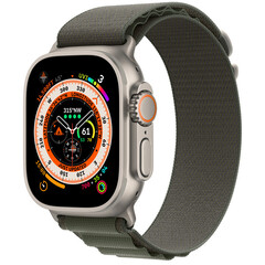 Apple Watch Ultra GPS + Cellular 49mm Titanium Case with Green Alpine Loop - Medium MQFN3
